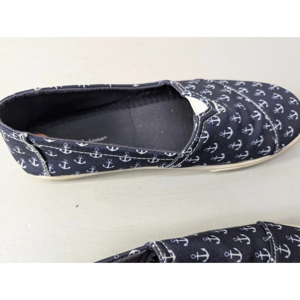 Tommy Bahama Shoes Womens Size 9.5 Slip On Sneaker Boat Deck Anchor Print Preppy